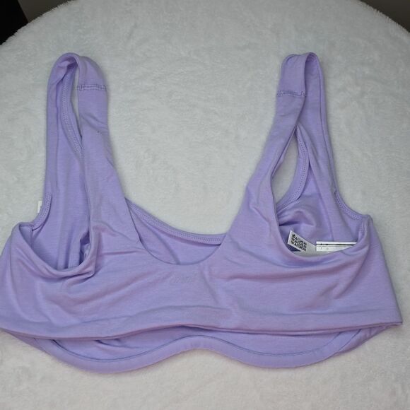 1269 NWT Base Cotton Unlined Scoop Bra Purple Cloud - Picture 3 of 8